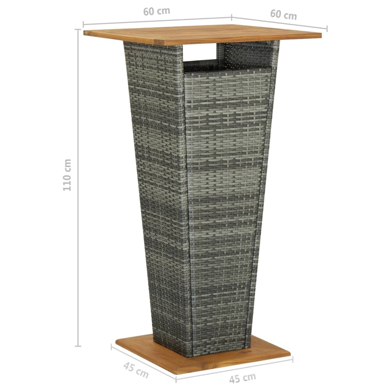 vidaXL Solid Acacia Wood Medium Bar Set in Gray