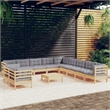 vidaXL 12 Piece Wood Garden Lounge Set in Gray