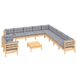 vidaXL 12 Piece Wood Garden Lounge Set in Gray
