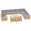 vidaXL 13 Piece Wood Garden Lounge Set in Gray