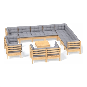 vidaXL 13 Piece Wood Garden Lounge Set in Gray