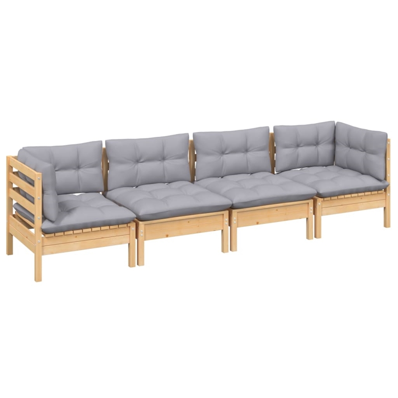 vidaXL 4 Piece Wood Garden Lounge Set in Gray