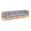 vidaXL 4 Piece Wood Garden Lounge Set in Gray