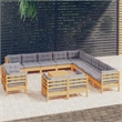 vidaXL 14 Piece Wood Garden Lounge Set in Gray