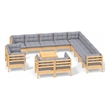 vidaXL 14 Piece Wood Garden Lounge Set in Gray