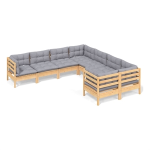 vidaXL 8 Piece Wood Garden Lounge Set in Gray/Natural
