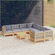 vidaXL 9 Piece Wood Garden Lounge Set in Gray