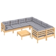 vidaXL 9 Piece Wood Garden Lounge Set in Gray