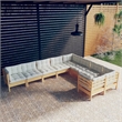 vidaXL 9 Piece Wood Large Garden Lounge Set in Cream