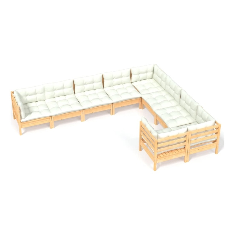 vidaXL 9 Piece Wood Large Garden Lounge Set in Cream