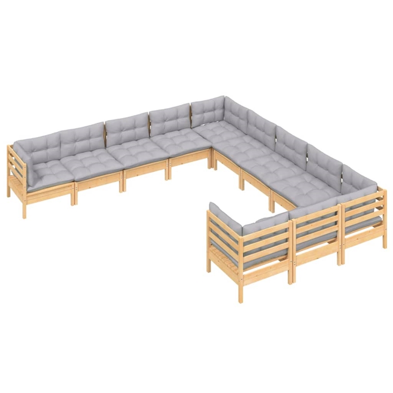 vidaXL Wood Garden Lounge Set in Gray/Natural