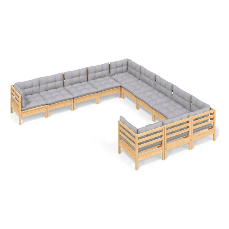 vidaXL Wood Garden Lounge Set in Gray/Natural