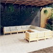 vidaXL 11 Piece Wood Large Garden Lounge Set in Cream