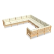 vidaXL 11 Piece Wood Large Garden Lounge Set in Cream