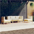 vidaXL 5 Piece Wood Garden Lounge Set in Cream