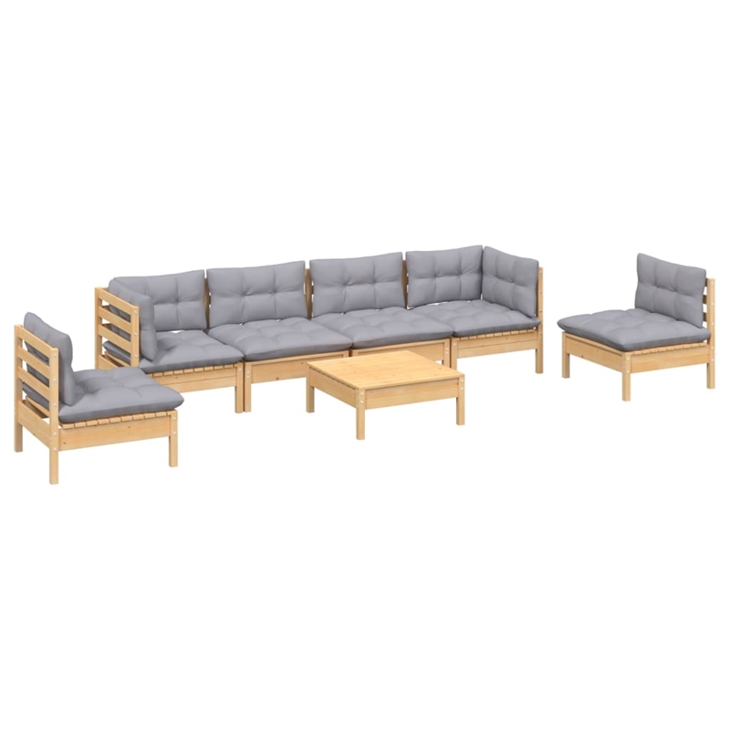 vidaXL 7 Piece Wood Garden Lounge Set in Gray