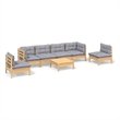 vidaXL 7 Piece Wood Garden Lounge Set in Gray