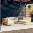 vidaXL 6 Piece Wood Garden Lounge Set in Cream