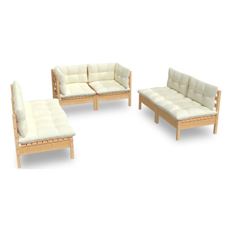 vidaXL 6 Piece Wood Garden Lounge Set in Cream