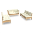 vidaXL 6 Piece Wood Garden Lounge Set in Cream