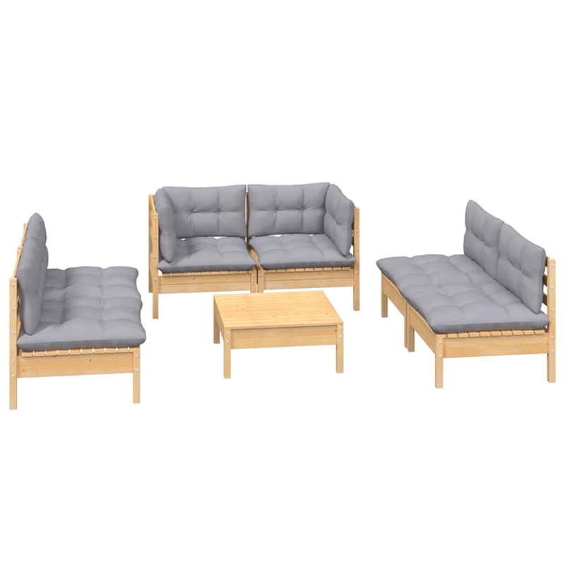 vidaXL Wood Garden Lounge Set in Gray
