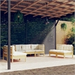 vidaXL 7 Piece Wood Garden Lounge Set in Cream