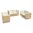 vidaXL 6 Piece Wood Garden Lounge Set in Cream