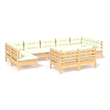 vidaXL 9 Piece Wood Garden Lounge Set in Cream