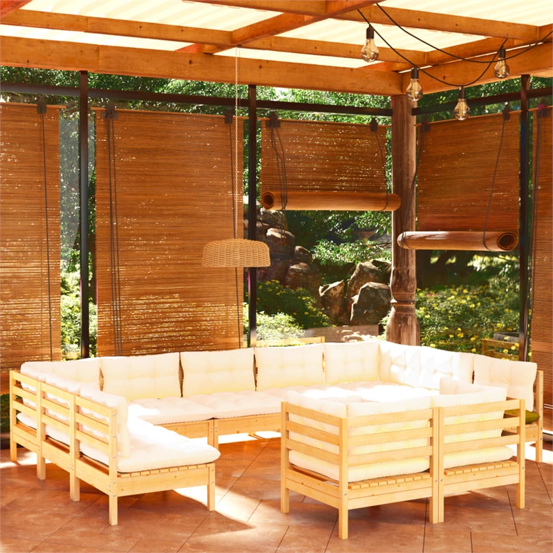 vidaXL Wood Garden Lounge Set in Cream