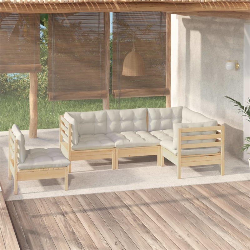 vidaXL 5 Piece Garden Lounge Set in Cream/Natural