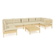 vidaXL 8 Piece Wood Garden Lounge Set in Cream