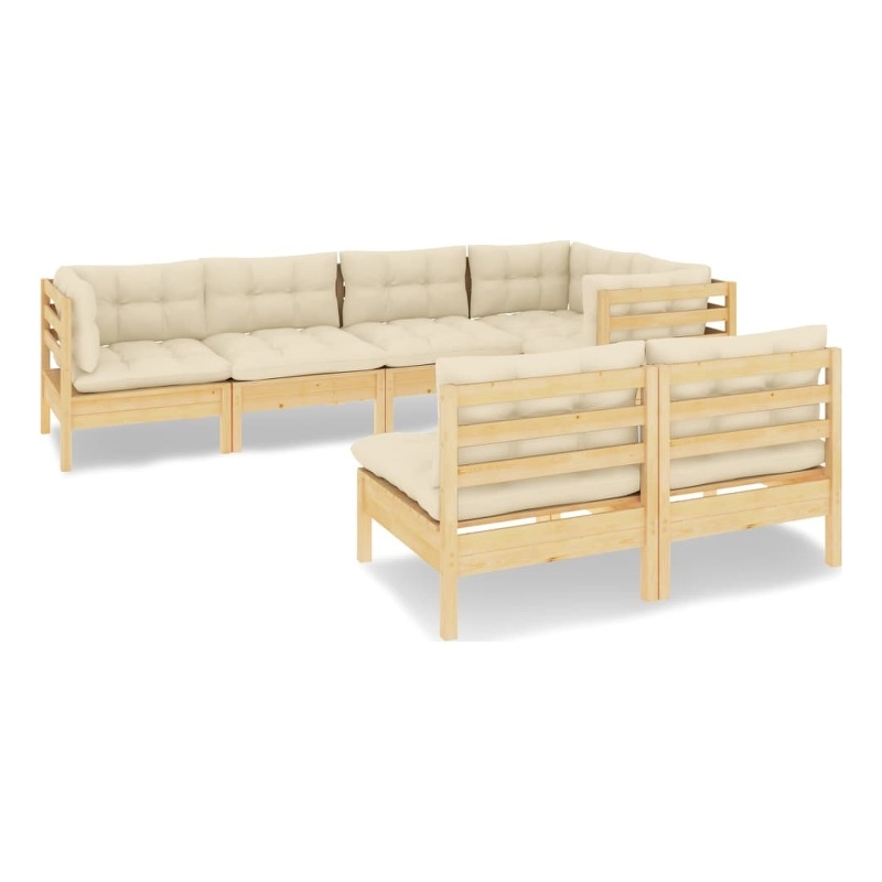 vidaXL 7 Piece Wood Garden Lounge Set in Cream