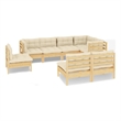 vidaXL 8 Piece Wood Garden Lounge Set in Cream