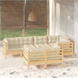 vidaXL 7 Piece Wood Standard Garden Lounge Set in Cream