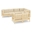vidaXL 7 Piece Wood Standard Garden Lounge Set in Cream
