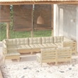 vidaXL 9 Piece Wood Large Garden Lounge Set in Cream