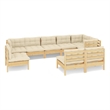 vidaXL 9 Piece Wood Large Garden Lounge Set in Cream