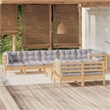 vidaXL 9 Piece Wood Garden Lounge Set in Gray