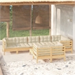 vidaXL 9 Piece Wood Garden Lounge Set in Cream