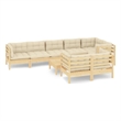 vidaXL 9 Piece Wood Garden Lounge Set in Cream