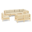vidaXL 8 Piece Wood Garden Lounge Set in Cream