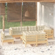 vidaXL 9 Piece Wood Large Garden Lounge Set in Cream