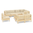 vidaXL 9 Piece Wood Large Garden Lounge Set in Cream