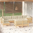 vidaXL 9 Piece Wood Garden Lounge Set in Cream