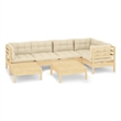 vidaXL 7 Piece Wood Garden Lounge Set in Cream