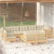vidaXL 10 Piece Wood Garden Lounge Set in Cream