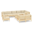 vidaXL 10 Piece Wood Garden Lounge Set in Cream