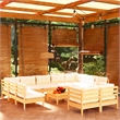 vidaXL 12 Piece Wood Large Garden Lounge Set in Cream