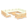 vidaXL 12 Piece Wood Large Garden Lounge Set in Cream