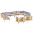vidaXL 13 Piece Wood Garden Lounge Set in Gray